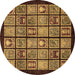 Round Abstract Brown Modern Rug, abs612brn