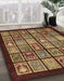 Machine Washable Abstract Red Rug in a Family Room, wshabs612