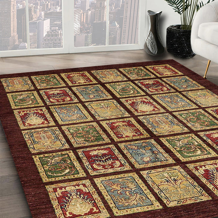 Machine Washable Abstract Red Rug in a Family Room, wshabs612