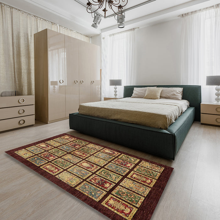 Abstract Red Modern Rug in a Bedroom, abs612