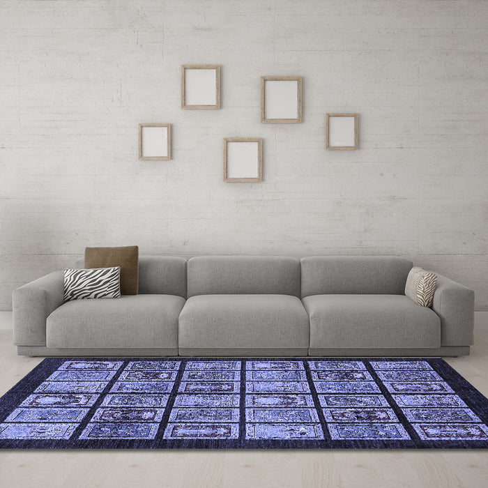 Machine Washable Abstract Blue Modern Rug in a Living Room, wshabs612blu