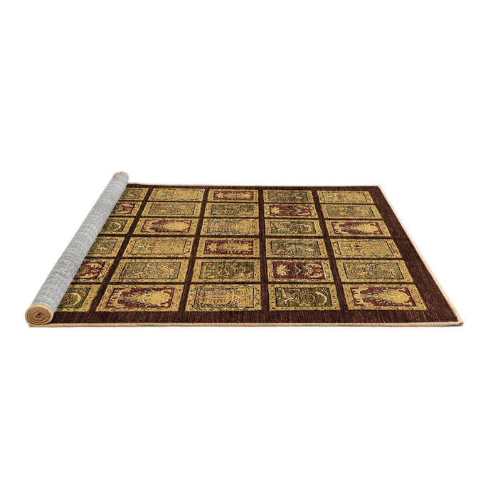 Sideview of Machine Washable Abstract Brown Modern Rug, wshabs612brn