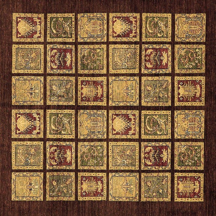 Square Abstract Brown Modern Rug, abs612brn