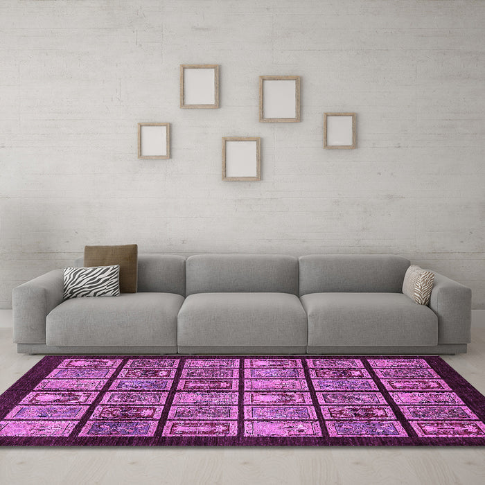 Machine Washable Abstract Purple Modern Area Rugs in a Living Room, wshabs612pur