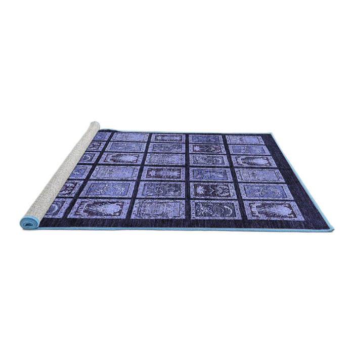 Sideview of Machine Washable Abstract Blue Modern Rug, wshabs612blu