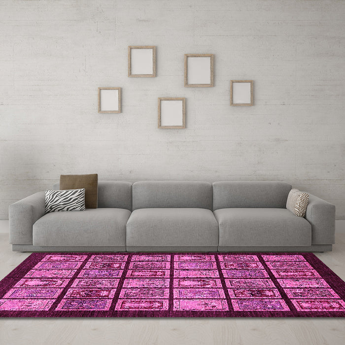 Machine Washable Abstract Pink Modern Rug in a Living Room, wshabs612pnk