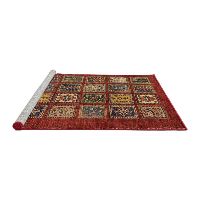 Sideview of Machine Washable Abstract Tomato Red Rug, wshabs613