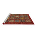 Sideview of Machine Washable Abstract Tomato Red Rug, wshabs613