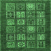 Square Machine Washable Abstract Emerald Green Modern Area Rugs, wshabs613emgrn