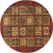 Round Machine Washable Abstract Brown Modern Rug, wshabs613brn