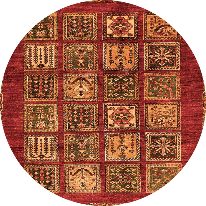Round Machine Washable Abstract Orange Modern Area Rugs, wshabs613org