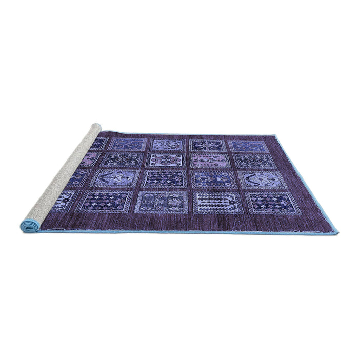 Sideview of Machine Washable Abstract Blue Modern Rug, wshabs613blu