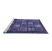 Sideview of Machine Washable Abstract Blue Modern Rug, wshabs613blu