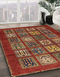 Abstract Red Modern Rug, abs613