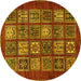 Round Abstract Yellow Modern Rug, abs613yw