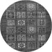 Round Abstract Gray Modern Rug, abs613gry