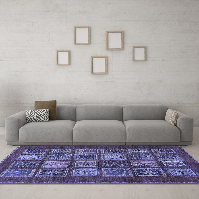 Machine Washable Abstract Blue Modern Rug in a Living Room, wshabs613blu