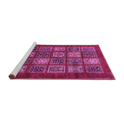 Sideview of Machine Washable Abstract Pink Modern Rug, wshabs613pnk