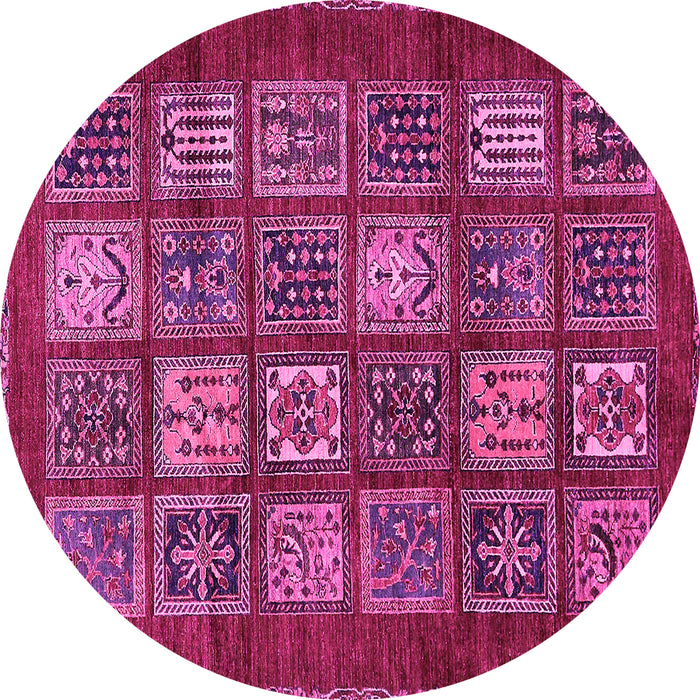 Round Machine Washable Abstract Pink Modern Rug, wshabs613pnk