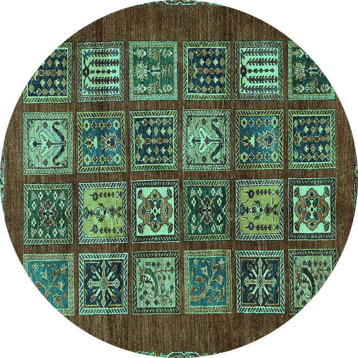 Round Abstract Turquoise Modern Rug, abs613turq