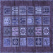 Square Machine Washable Abstract Blue Modern Rug, wshabs613blu