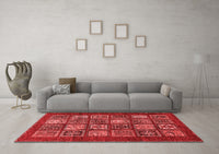 Machine Washable Abstract Red Modern Rug, wshabs613red