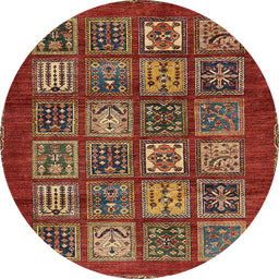 Round Machine Washable Abstract Tomato Red Rug, wshabs613