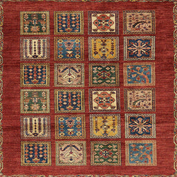 Square Abstract Red Modern Rug, abs613