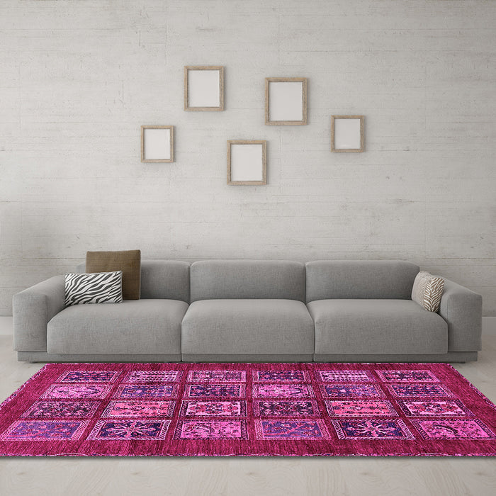 Machine Washable Abstract Pink Modern Rug in a Living Room, wshabs613pnk