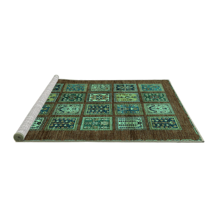Sideview of Machine Washable Abstract Turquoise Modern Area Rugs, wshabs613turq