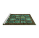 Sideview of Machine Washable Abstract Turquoise Modern Area Rugs, wshabs613turq