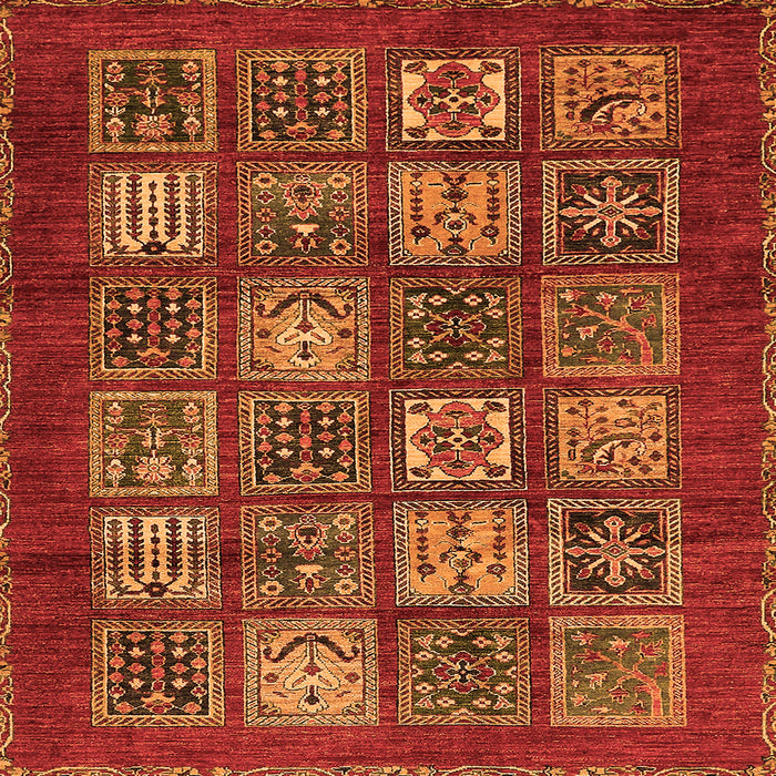 Square Machine Washable Abstract Orange Modern Area Rugs, wshabs613org