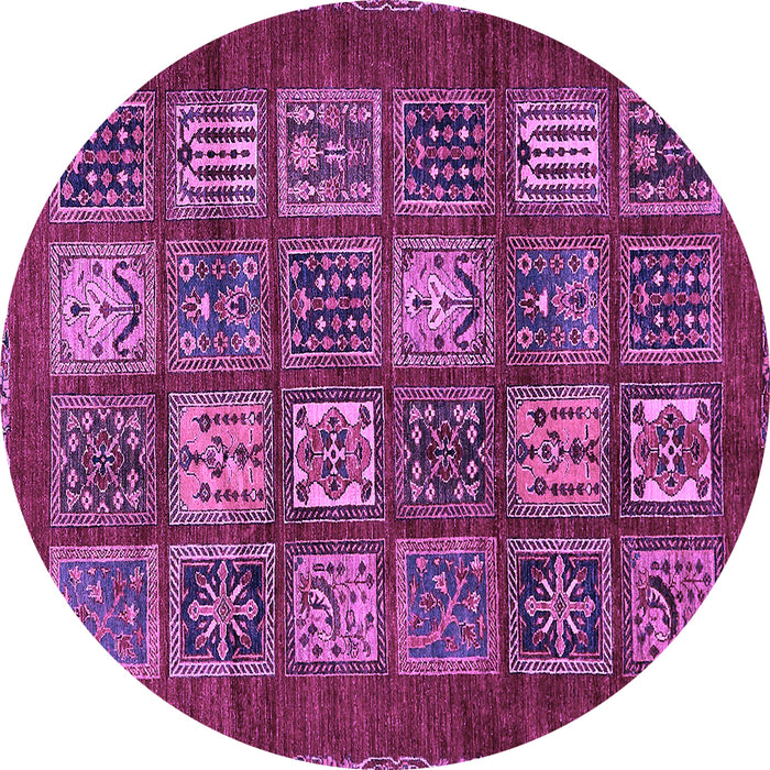 Round Abstract Purple Modern Rug, abs613pur