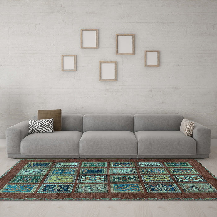 Machine Washable Abstract Light Blue Modern Rug in a Living Room, wshabs613lblu