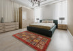 Abstract Red Modern Rug in a Bedroom, abs613