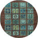 Round Machine Washable Abstract Light Blue Modern Rug, wshabs613lblu