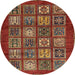 Round Abstract Red Modern Rug, abs613