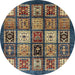 Round Machine Washable Abstract Brown Rug, wshabs614