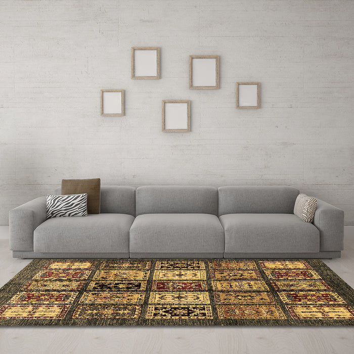 Machine Washable Abstract Brown Modern Rug in a Living Room,, wshabs614brn