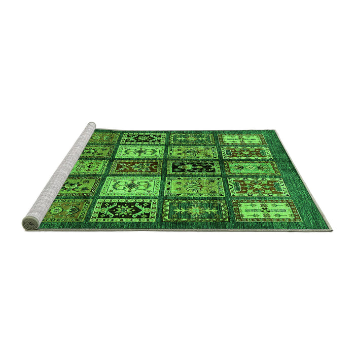 Sideview of Machine Washable Abstract Green Modern Area Rugs, wshabs614grn