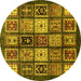 Round Abstract Yellow Modern Rug, abs614yw