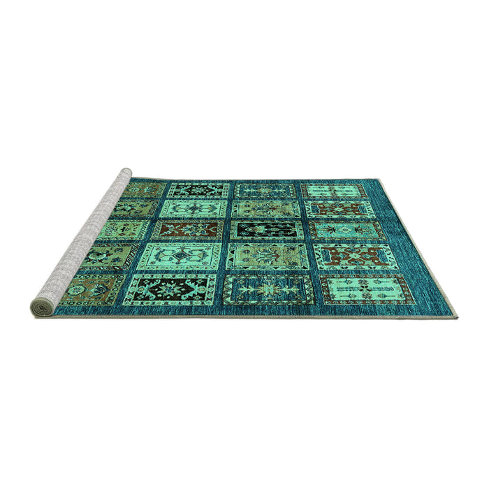 Sideview of Machine Washable Abstract Turquoise Modern Area Rugs, wshabs614turq