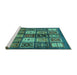 Sideview of Machine Washable Abstract Turquoise Modern Area Rugs, wshabs614turq