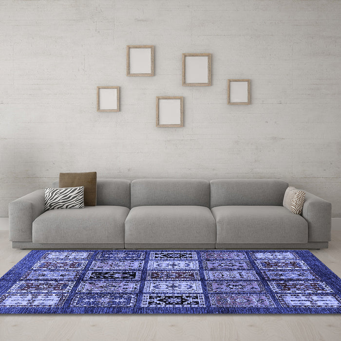 Machine Washable Abstract Blue Modern Rug in a Living Room, wshabs614blu
