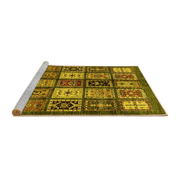 Sideview of Machine Washable Abstract Yellow Modern Rug, wshabs614yw