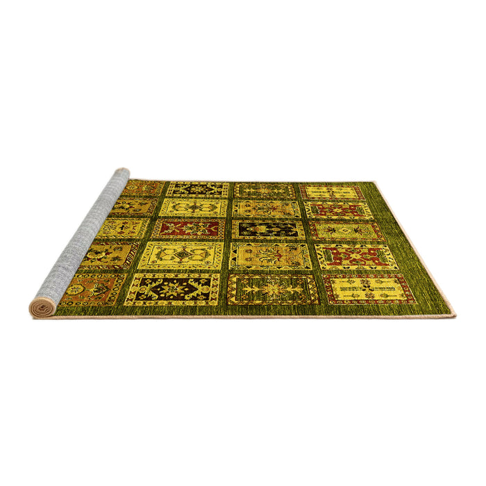 Sideview of Machine Washable Abstract Yellow Modern Rug, wshabs614yw