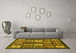 Machine Washable Abstract Yellow Modern Rug in a Living Room, wshabs614yw