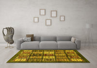 Machine Washable Abstract Yellow Modern Rug, wshabs614yw