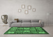 Machine Washable Abstract Emerald Green Modern Area Rugs in a Living Room,, wshabs614emgrn