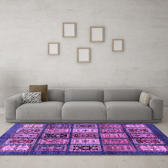 Machine Washable Abstract Purple Modern Area Rugs in a Living Room, wshabs614pur